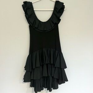 Betsey Johnson Black Off Shoulder Ruffle Dress